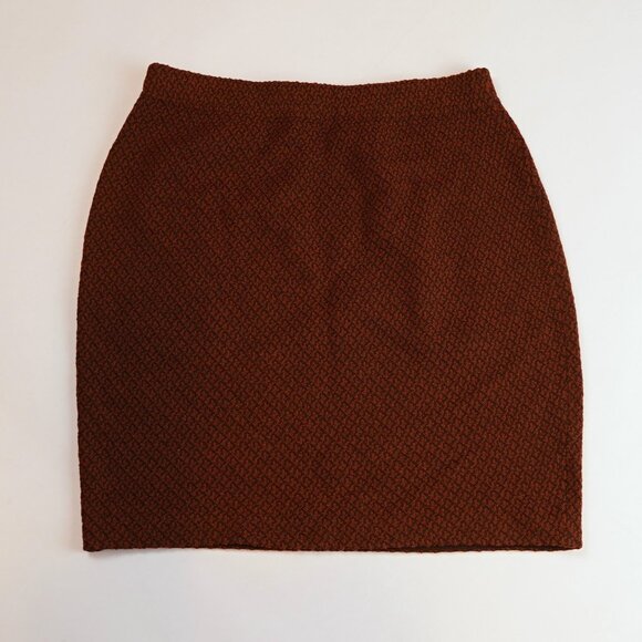 St John Collection Rust & Dark Brown Textured Santana Knit Skirt - Size 4 - Picture 1 of 6